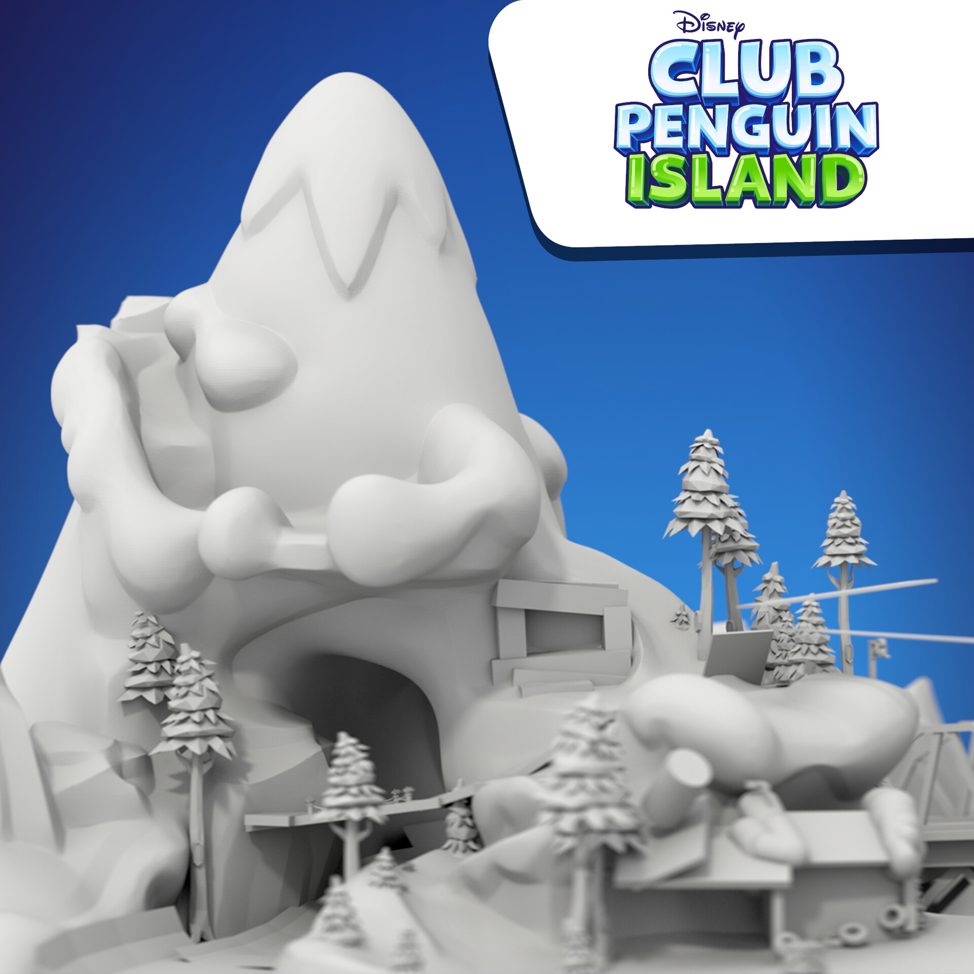 ArtStation - Club Penguin Island - Mt. Blizzard Terrain Retopology